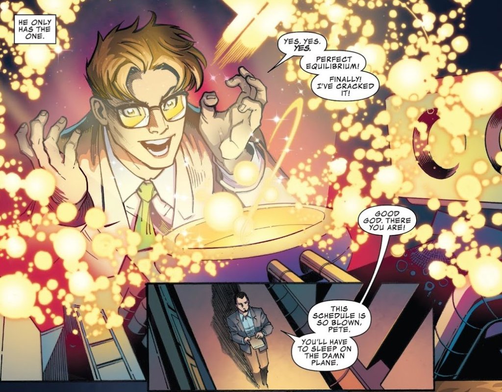 PETER: Yes, yes, yes. Perfect equilibrium! Finally I've cracked it!

HARRY: Good god. There you are! This schedule is so blown, Pete. You'll have to sleep on the damn plane.